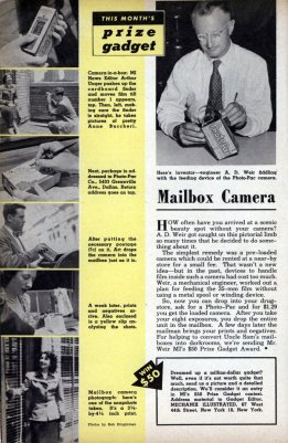 A.D. Weir and Photo-Pac camera featured in Mechanix Illustrated, September 1949.