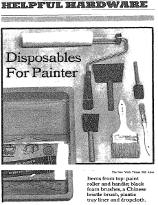 An article by Daryln Brewer touted the wide variety of throwaway products available to amateurs and professionals. Newspaper clipping. The New York Times. 11 October 1984. search.proquest.com