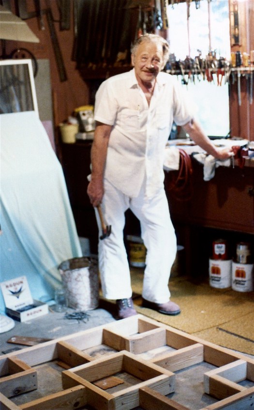 Richard Wilkens in his garage, with plenty of tools from which to choose, Bowling Green, Ohio. Photograph. Ca. 1980. The Wilkens Family Collection.