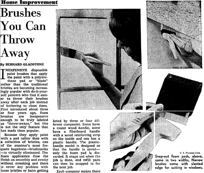 Newspapers and magazines became important sources of information for do-it-yourself painters in the postwar era. Article by Bernard Gladstone. The New York Times. 14 June 1970. search.proquest.com.