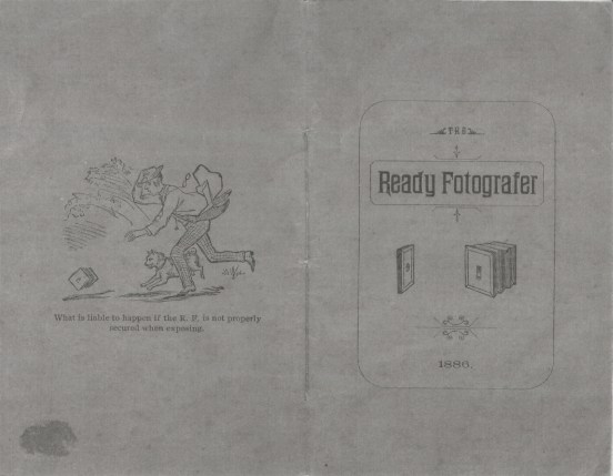 Front and back cover of the manual for the Ready Fotografer, Ready Fotografer Company, 1886.