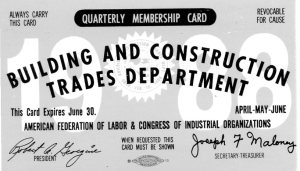 Even after he semi-retired from professional painting, Richard Wilkens remained a card-carrying member of the AFL-CIO. Union card. 1988. The Wilkens Family Collection.
