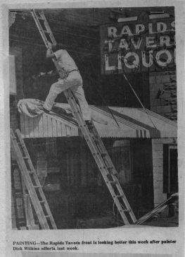 Richard Wilkens painting with durable tools in Grand Rapids, Ohio. Newspaper clipping, Sentinel-Tribune, Bowling Green, Ohio. 1975. The Wilkens Family Collection.