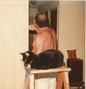 Richard Wilkens and his helper Ziggy prepare to paint a room in Melbourne, Florida. Photograph, ca. 1981. The Wilkens Family Collection.