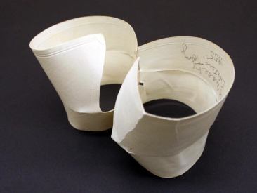 Paper collar. It bears , probably by W. E. Lockwood, early 1860s. (Courtesy of the Costume Institute of the Metropolitan Museum of Art. C.I.40.133.5, gift of Mrs. Bella Landauer, 1940. www.metmuseum.org)